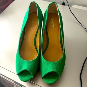 Green Wedges Peep Toe